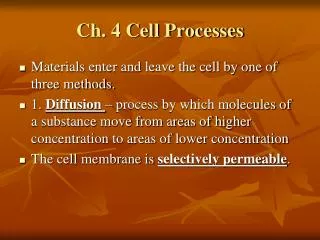 Ch. 4 Cell Processes