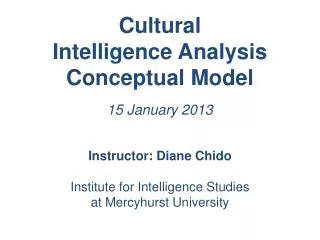 Cultural Intelligence Analysis