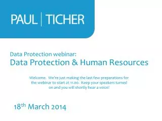 Data Protection webinar: Data Protection &amp; Human Resources