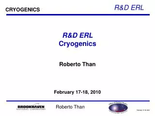 R&amp;D ERL Cryogenics