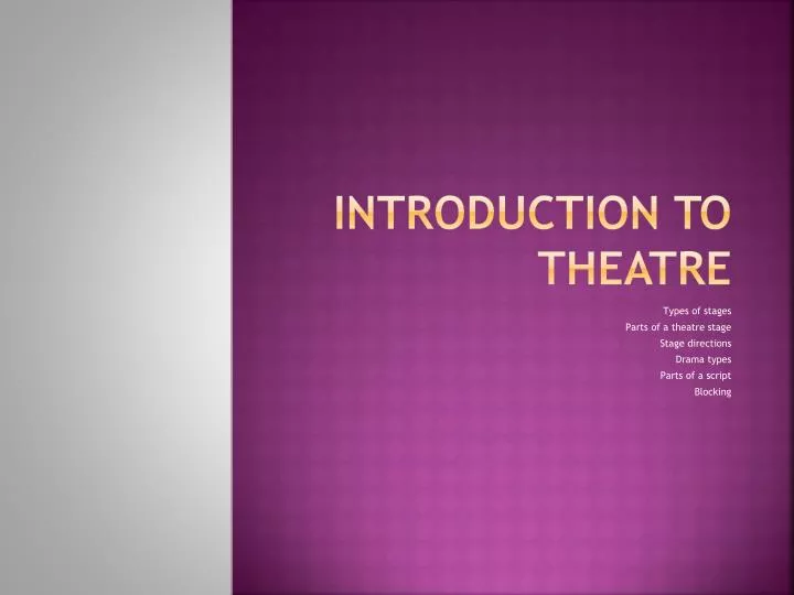 introduction to theatre
