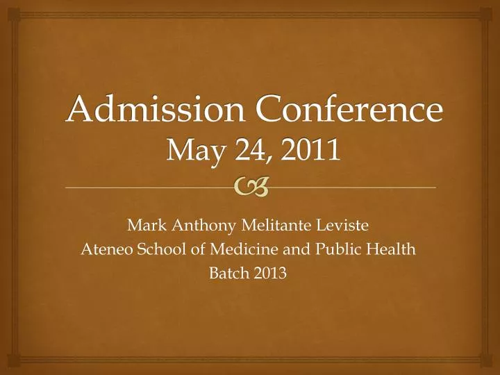 admission conference may 24 2011