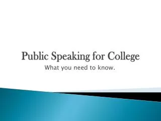 Public Speaking for College