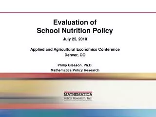 Evaluation of School Nutrition Policy