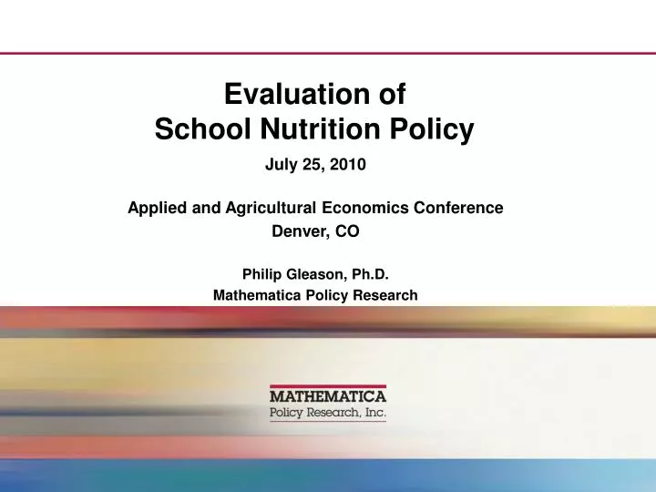 evaluation of school nutrition policy