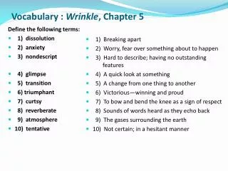 Vocabulary : Wrinkle , Chapter 5
