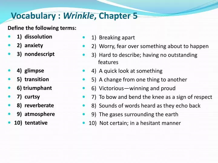vocabulary wrinkle chapter 5