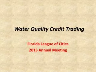 Water Quality Credit Trading