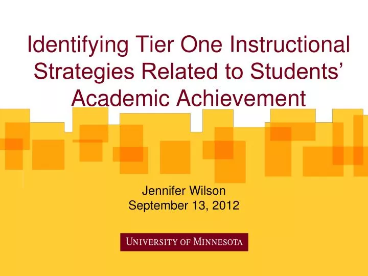 identifying tier one instructional strategies related to students academic achievement