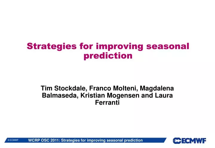 strategies for improving seasonal prediction