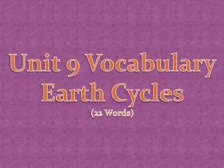Unit 9 Vocabulary Earth Cycles (22 Words)