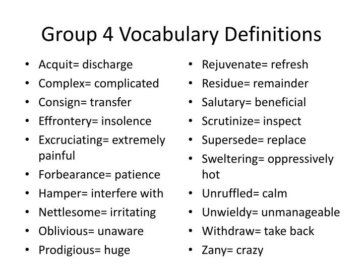 group 4 vocabulary definitions