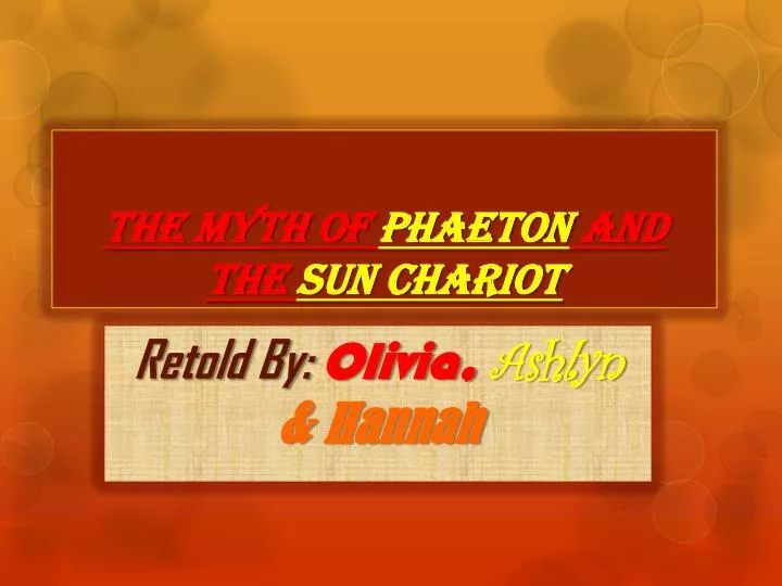 the myth of phaeton and t he sun chariot