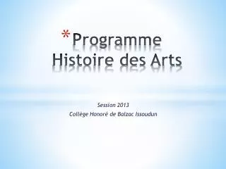 programme histoire des arts