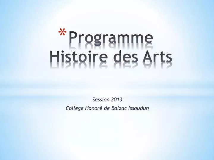programme histoire des arts