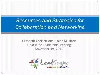 Resources and Strategies for Collaboration and Networking