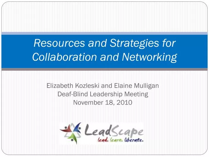 resources and strategies for collaboration and networking