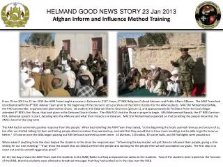 HELMAND GOOD NEWS STORY 23 Jan 2013 Afghan Inform and Influence Method Training