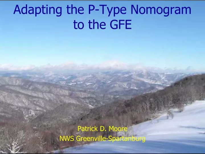 adapting the p type nomogram to the gfe