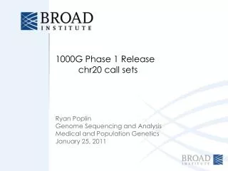 1000G Phase 1 Release 	chr20 call sets