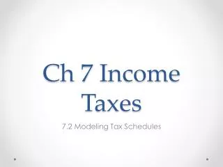 Ch 7 Income Taxes