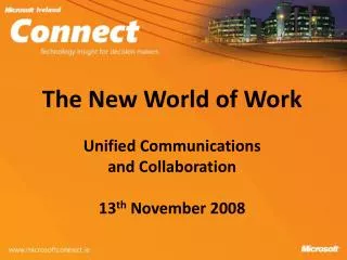 The New World of Work Unified Communications and Collaboration 13 th November 2008