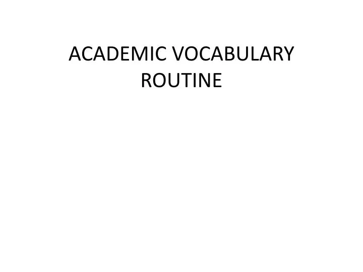 academic vocabulary routine