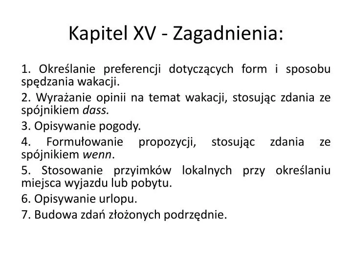 kapitel xv zagadnienia