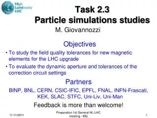 Task 2.3 Particle simulations studies