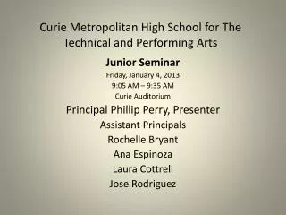 Curie Metropolitan High School for The Technical and Performing Arts
