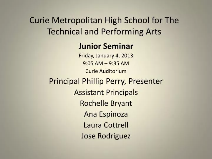 curie metropolitan high school for the technical and performing arts