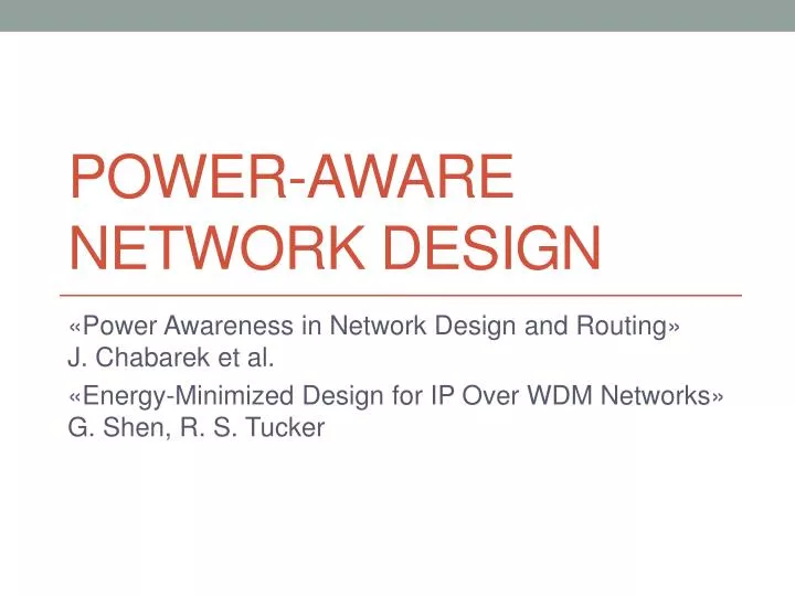 power aware network design