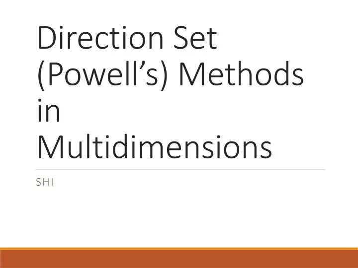 direction set powell s methods in multidimensions