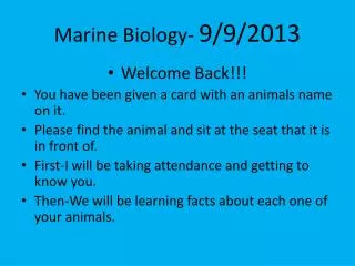 Marine Biology- 9/9/2013