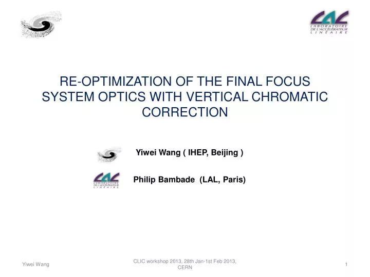 re optimization of the final focus system optics with vertical chromatic correction