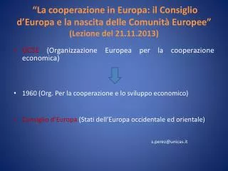 OCSE (Organizzazione Europea per la cooperazione economica)