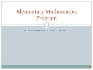 Elementary Mathematics Program