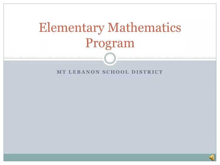 elementary mathematics program