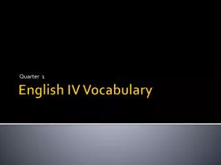 English IV Vocabulary