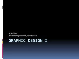 Graphic Design I