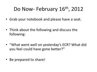 do now february 16 th 2012