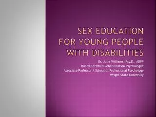Sex Education for Young People with Disabilities