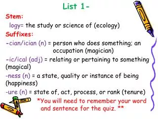 list 1