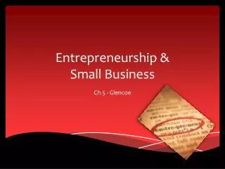 Entrepreneurship &amp; Small Business