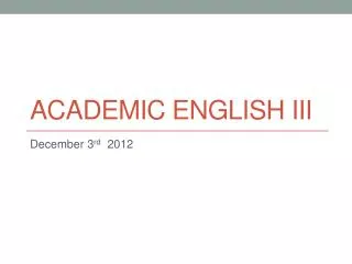 Academic english iii