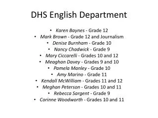 DHS English Department