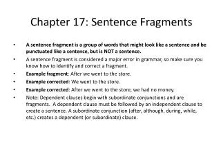 Chapter 17: Sentence Fragments
