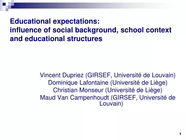 educational expectations influence of social background school context and educational structures
