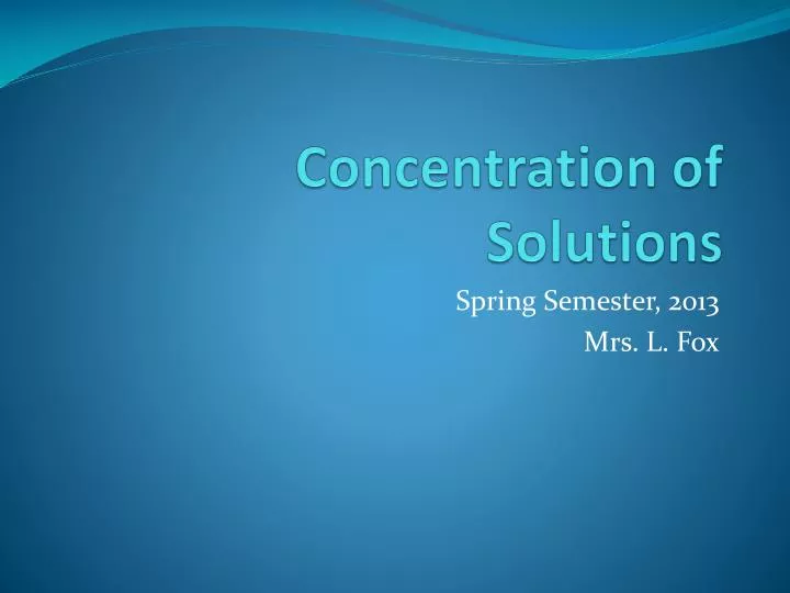 concentration of solutions