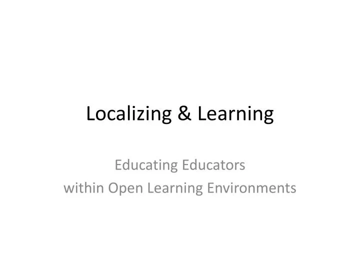 localizing learning